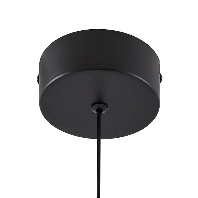 Lucande Pendelleuchte Hayley - klar / transparent, klar, Schwarz - Schwarze, runde Deckenrosette aus Metall mit Kabelausgang für eine Pendelleuchte.