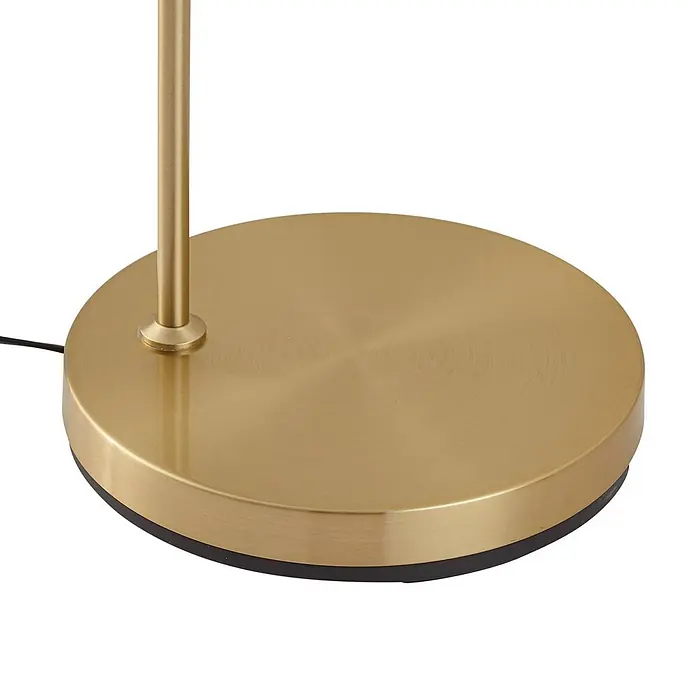 Lindby Stehleuchte Moisia - Höhe: 150 cm, messing / gold, messing / gold, E27 - Runde Bodenlampenbasis aus gebürstetem Goldmetall mit aufrechtem Stab und schwarzem Kabel.