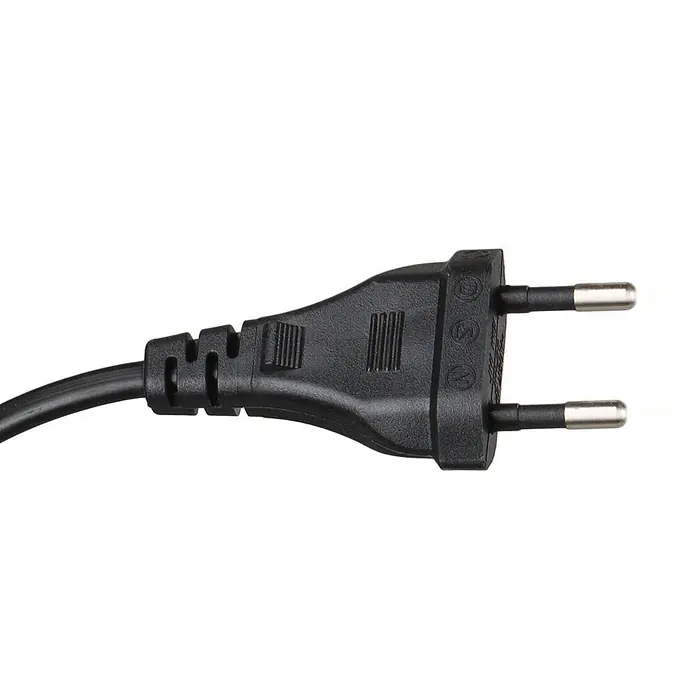 Lindby Stehleuchte Danua - schwarz, schwarz - Schwarzer zweipoliger Eurostecker mit angeschlossenem Kabel.