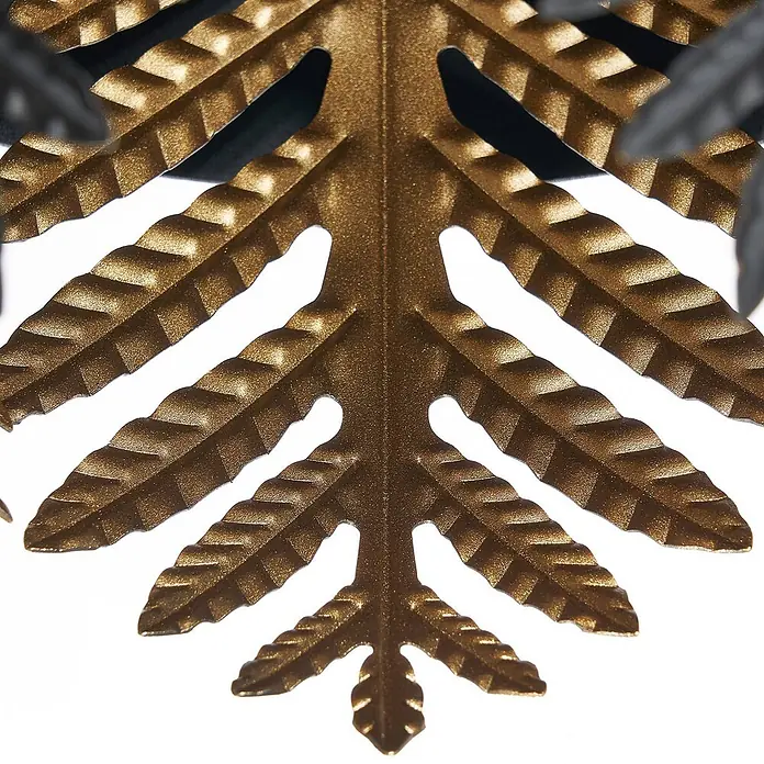 Lucande Pendelleuchte Aparas - L x B x H: 84 x 28 x 35 cm, schwarz, Schwarz, gold, E27 - Goldene, strukturierte Metallblatt-Dekoration.