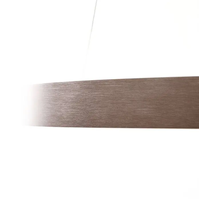 Lucande Pendelleuchte Yonam - L x B x H: 60 x 60 x 4,5 cm, braun / rost, kaffee - Rundes, hängendes Lampenelement in gebürstetem Bronze-Metall.