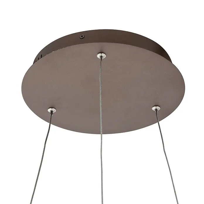 Lucande Pendelleuchte Yonam - L x B x H: 60 x 60 x 4,5 cm, braun / rost, kaffee - Braune runde Deckenbaldachin mit drei Aufhängekabeln und Chrombefestigungen.
