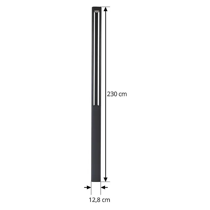 Lucande Außenlaterne Pirron -  - Hohe, dunkelgraue Außenleuchte mit integrierter Lichtleiste, 230 cm hoch und 12,8 cm breit.