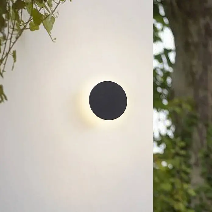 Arcchio Außenwandleuchte Gravo - schwarz, IP65 - Runde schwarze Außenwandleuchte, spendet warmes Licht.