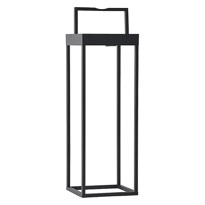 Lucande Außenlaterne Lynzy -  - Elegante schwarze Metalllaterne mit rechteckigem Rahmen und Tragegriff.