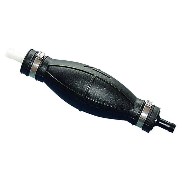 Navyline Pumpball - Geeignet für: Benzinschlauch 8/10 mm, 145 x 50 mm - Schwarze Kraftstoffvorlaufpumpe mit silberfarbenen Klemmen an beiden Enden.