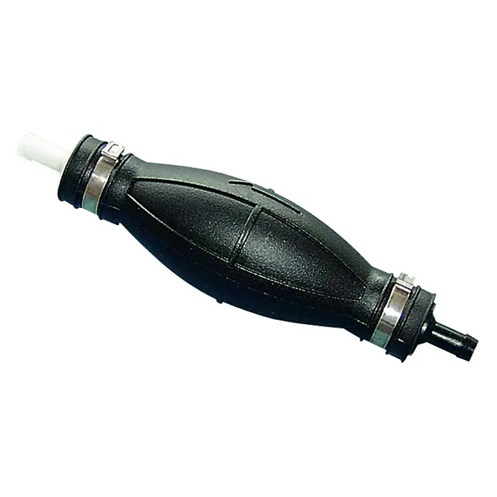 Navyline Pumpball - Geeignet für: Benzinschlauch 8/10 mm, 145 x 50 mm - Schwarze Kraftstoffvorlaufpumpe mit silberfarbenen Klemmen an beiden Enden.