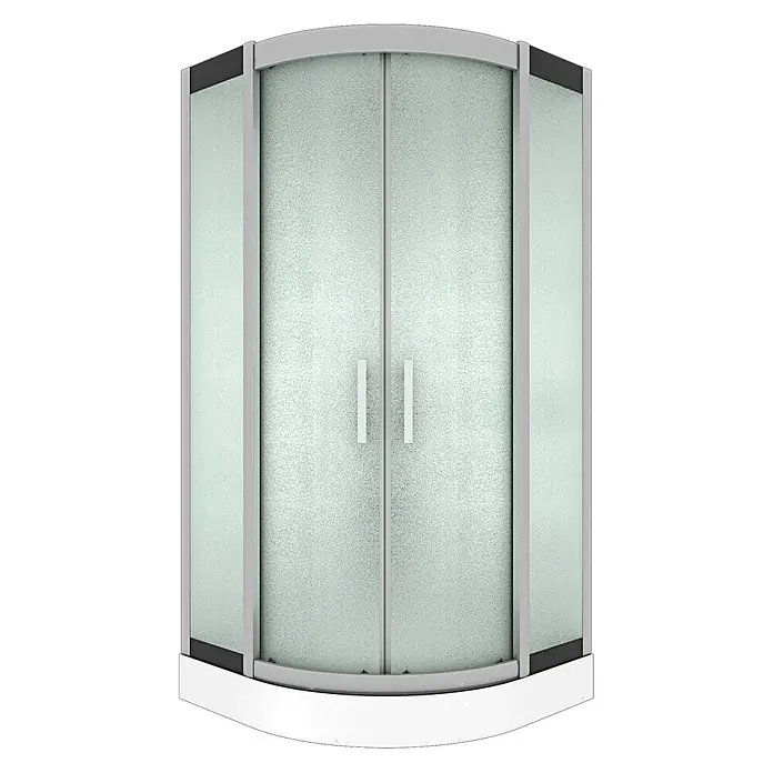 AcquaVapore Komplettdusche Dampfdusche D46-00M3 - 80 x 80 x 215 cm, Weiß - Viertelrunde Duschkabine mit Milchglas-Doppelschiebetüren, silber-grauen Rahmen und weißer Basis.