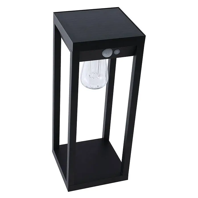 Lindby Außenlaterne Enea -  - Schwarze solarbetriebene Außenleuchte mit klarer Glühbirne und Bewegungssensor.