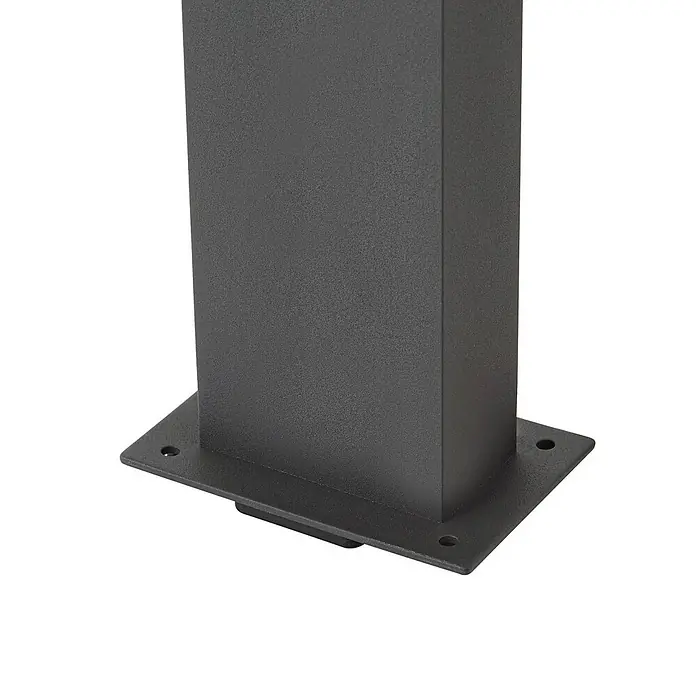 Lucande Außenlaterne Lennik - 20 x 12 x 100 cm - Dunkelgrauer, strukturierter Metallpfosten mit quadratischem Sockel und vorgebohrten Löchern zur Befestigung.