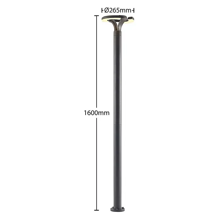 Lindby Außenlaterne Keily -  - Dunkelgraue 1600mm hohe moderne Außenstandleuchte mit multidirektionalem Leuchtenkopf.