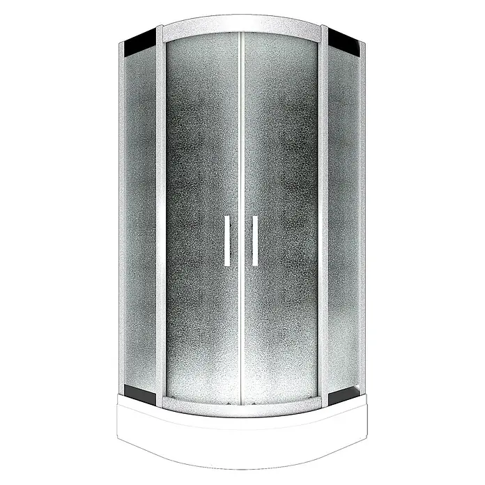 AcquaVapore Komplettdusche Dampfdusche D46-63M2-EC - 100 x 100 x 225 cm, Schwarz - Viertelkreis-Duschkabine mit mattiertem Glas, weißem Rahmen und Griffen auf weißer Duschwanne.