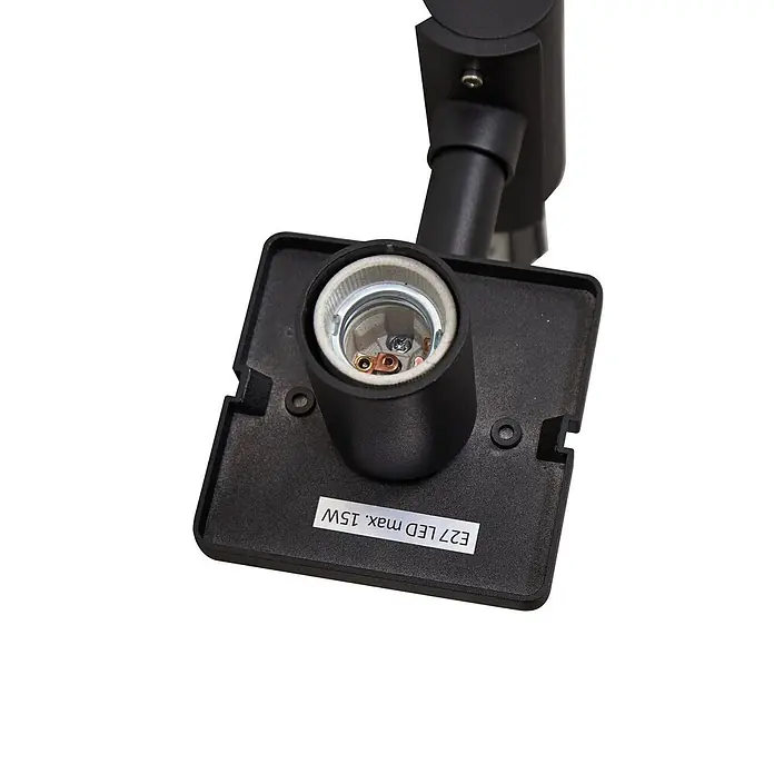 Lucande Außenlaterne Siveta -  - Schwarze Leuchte mit E27 Fassung. Etikett zeigt max. 15W LED an.
