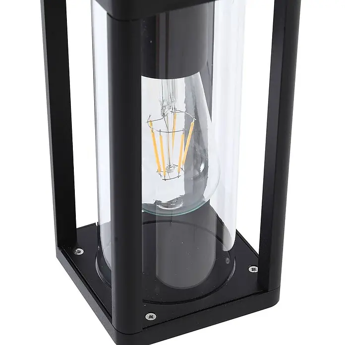 Lucande Außenlaterne Siveta -  - Schwarze Wegeleuchte mit klarem Glaszylinder und LED-Filamentbirne.