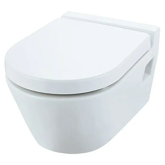 Camargue Empire Wand-WC - Mit Spülrand, Ohne Spezialglasur, Spülform: Tief, WC Abgang: Waagerecht, Weiß - Elegante, wandhängende Toilette in Weiß. Das moderne Design fügt sich nahtlos in jedes Badezimmer ein und bietet Komfort und Hygiene.