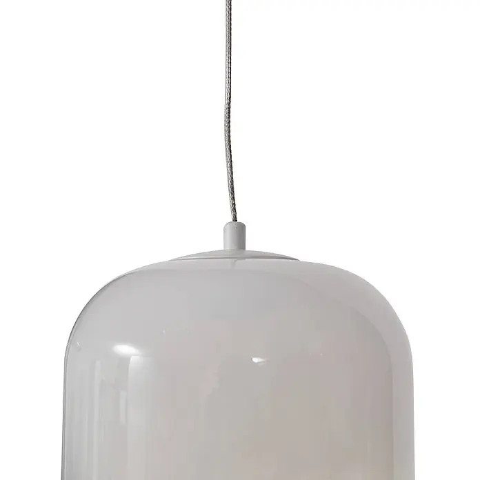 Lucande Pendelleuchte Avelina - L x B x H: 77 x 77 x 17 cm, weiß / opal, weiß - Weiße, glockenförmige Pendelleuchte mit silbernem Aufhängekabel.