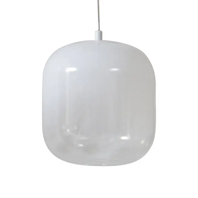 Lucande Pendelleuchte Avelinra - L x B x H: 14 x 14 x 17 cm, weiß / opal, weiß - Weiße, durchscheinende, kapselartige Pendelleuchte mit weißem Hängekabel.