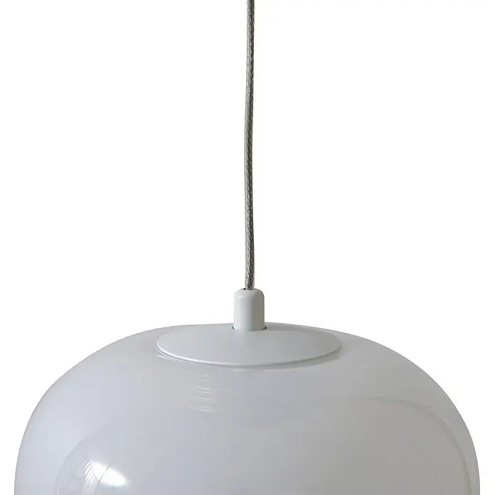 Lucande Pendelleuchte Avelinra - L x B x H: 14 x 14 x 17 cm, weiß / opal, weiß - Weiße Pendelleuchte mit glattem, gewölbtem Schirm und geflochtenem Aufhängekabel.