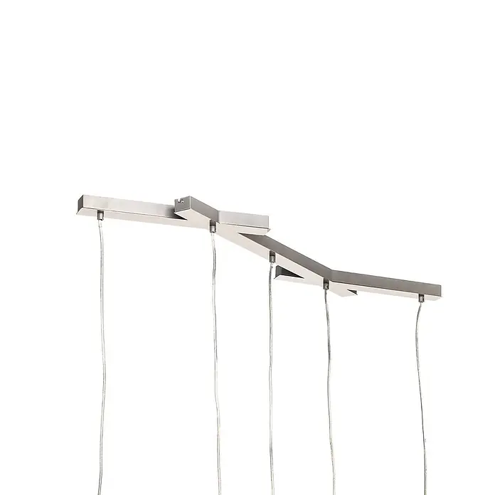Lucande Pendelleuchte Thamila - L x B x H: 113 x 53 x 21 cm, Multicolour, nickel, karamel, Schwarz, grau, weiß, braun, E27 - Gebürstete Metall-Deckenleiste mit mehreren hängenden Kabeln für Leuchten.