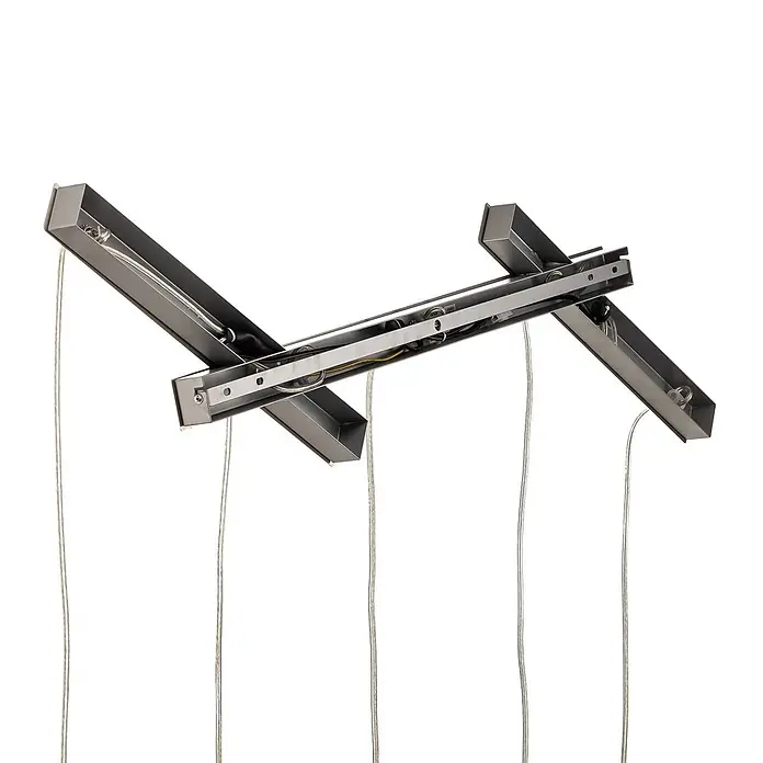 Lucande Pendelleuchte Thamila - L x B x H: 113 x 53 x 21 cm, Multicolour, nickel, karamel, Schwarz, grau, weiß, braun, E27 - Graues Metall-Aufhängesystem für eine Leuchte, mit interner Verkabelung, Lampenfassungen und Hängekabeln.