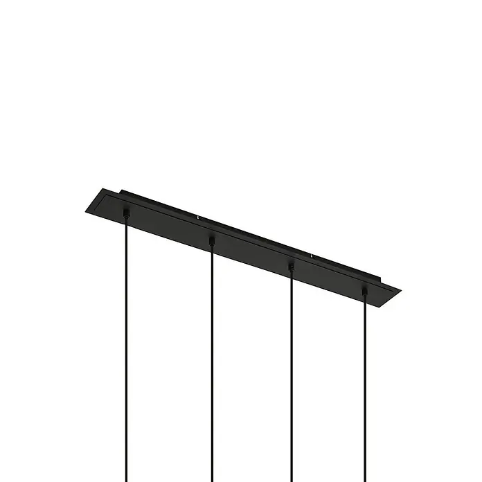 Lindby Pendelleuchte Joffrey - L x B x H: 76 x 6 x 18 cm, schwarz, Schwarz, GU10 - Schwarze rechteckige Deckenrosette mit vier Abhängungen für Pendelleuchten.
