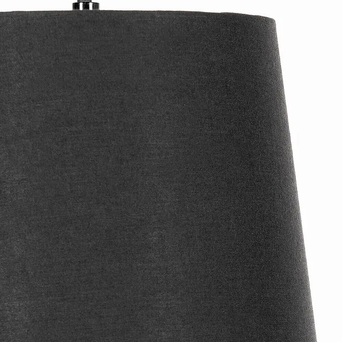 Lucande Pendelleuchte Thamila - L x B x H: 113 x 53 x 21 cm, schwarz, Schwarz, holz hell, E27 - Nahaufnahme eines dunkelgrauen Stoff-Lampenschirms.