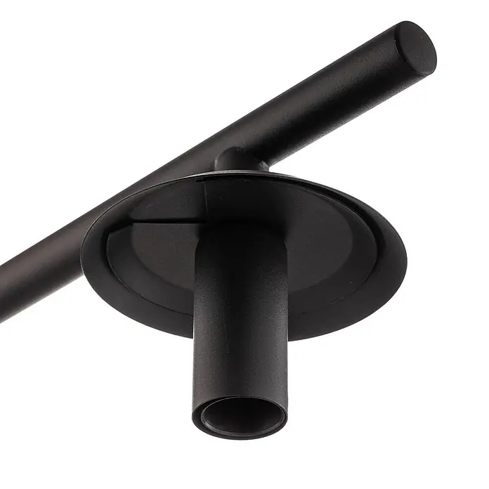Lucande Pendelleuchte Sotiana - alu / grau / zink, rauchgrau, Schwarz, E14 - Schwarze matte Metallhalterung mit Horizontalstange und zylindrischer Abwärtshalterung.