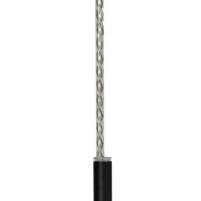 Lucande Pendelleuchte Christelle - L x B x H: 8 x 8 x 58 cm, alu / grau / zink, rauchgrau, Schwarz - Silbernes geflochtenes Kabel mit Metallsträngen, übergehend in ein schwarzes isoliertes Ende mit Silberring.