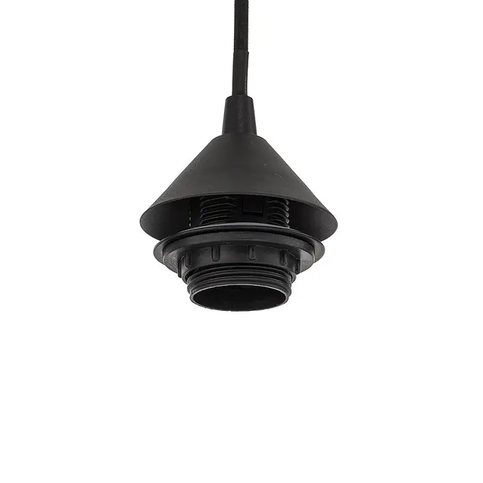 Lindby Pendelleuchte Marla - L x B x H: 102,5 x 28 x 28 cm, alu / grau / zink, rauchgrau, E27 - Schwarze Kunststoff-Pendelleuchtenfassung mit konischer Kappe und Gewindebasis.