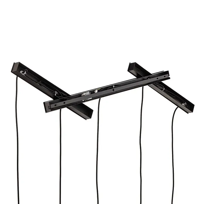 Lucande Pendelleuchte Thamila - L x B x H: 113 x 53 x 21 cm, schwarz, Schwarz, E27 - Schwarze, mehrarmige Linearleuchte mit sichtbarer Verkabelung.