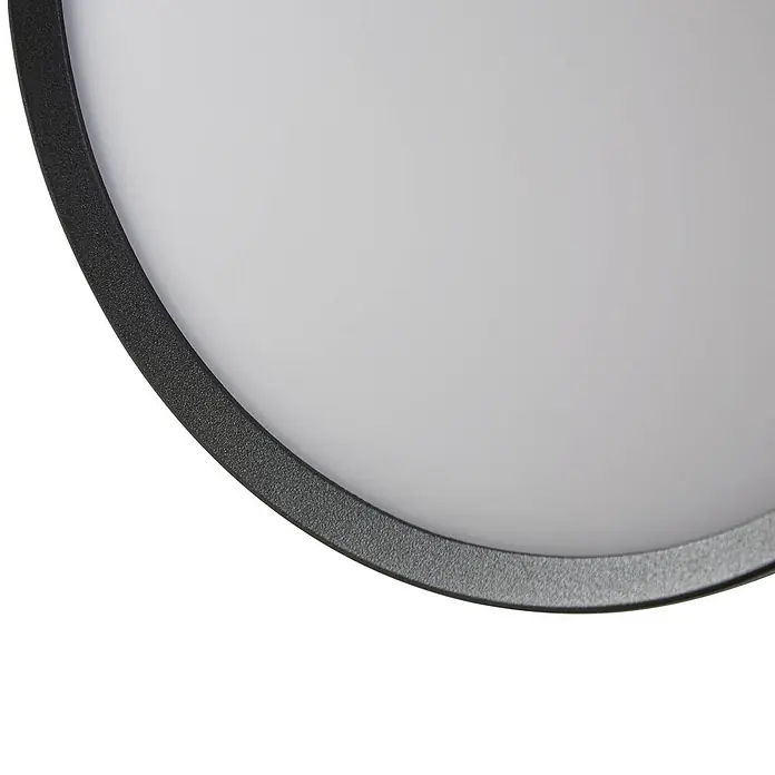 Arcchio Außenwandleuchte Gravo - schwarz, IP65 - Runde LED-Deckenleuchte mit strukturiertem schwarzem Rahmen und weißer Lichtstreuscheibe.