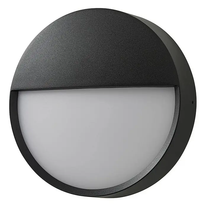 Arcchio Außenwandleuchte Gravo - schwarz, IP65 - Runde schwarze Außenwandleuchte mit milchweißem Halbmond-Diffusor.