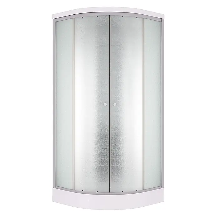 AcquaVapore Komplettdusche Fertigdusche D10-20M1-EC - 100 x 100 x 215 cm, Weiß - Viertelkreis-Duschkabine mit Milchglastüren, weißem Rahmen und Sockel.