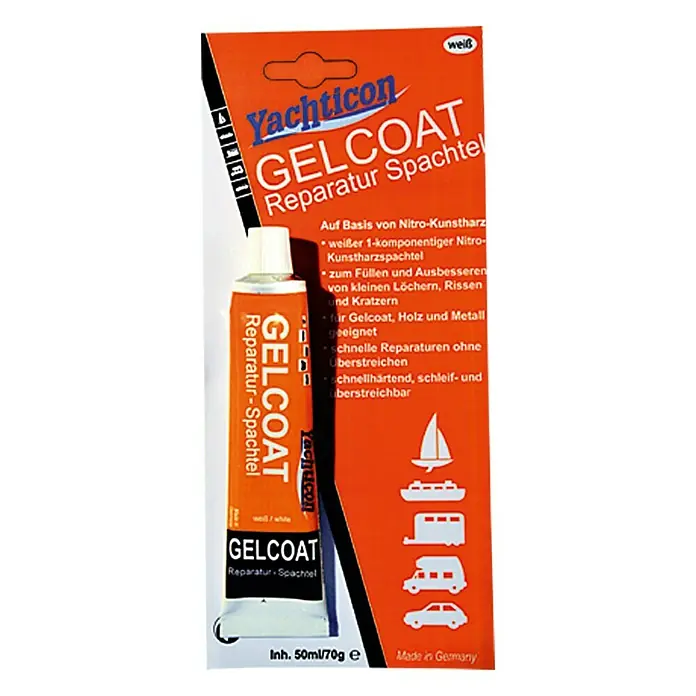 Yachticon Gelcoat - Flüssig, 45 ml - Yachticon Gelcoat Reparatur Spachtel: Ein Produkt zur Ausbesserung von Gelcoat, Holz und Metall. Schnellhärtend und überstreichbar.