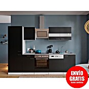 Respekta Composición de cocina (Ancho: 280 cm, Con dispositivos eléctricos, Negro)