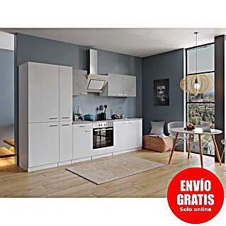 Respekta Composición de cocina Malia alto (Ancho: 300 cm, Blanco, Gris, Con electrodomésticos)