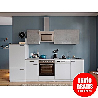 Respekta Composición de cocina Malia bajo (Ancho: 280 cm, Blanco, Gris, Con electrodomésticos)