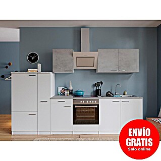 Respekta Composición de cocina Malia bajo (Ancho: 300 cm, Blanco, Gris, Con electrodomésticos)