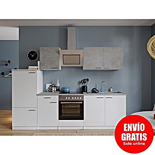 Respekta Composición de cocina Malia bajo (Ancho: 270 cm, Blanco, Gris, Con electrodomésticos)