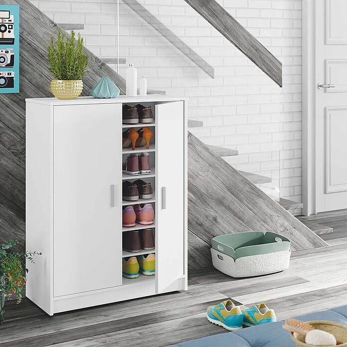 Zapatero Basic Wide (L x An x Al: 36 x 75 x 101 cm, Blanco)