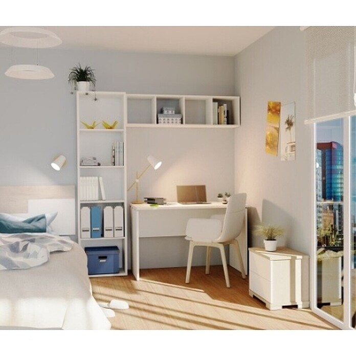 Muebles Pitarch Estantería de madera (An x Al: 75,5 x 196,5 cm, Blanco)