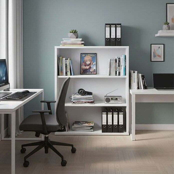 Muebles Pitarch Estantería de madera (An x Al: 75,5 x 99,5 cm, Blanco)