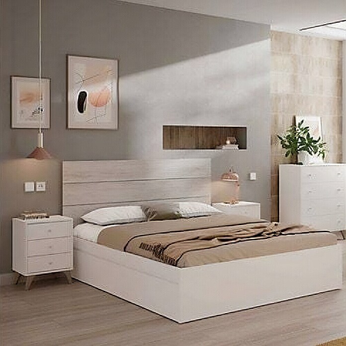 Mesita de noche Sweet (L x An x Al: 33,5 x 40 x 56 cm, Blanco Artik, Número de cajones: 3 ud.) | BAUHAUS
