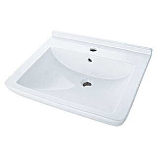 Camargue Empire Wastafel (58 x 47 cm, Voorzien van standaardglazuur, Kraangat: Midden, Met overloop, Wit)