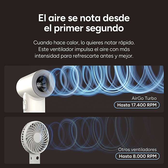Ventilador de mano AirGo Turbo KSIX Beige (4 W, Duración de la batería: 2,8 h - 8 h) | BAUHAUS