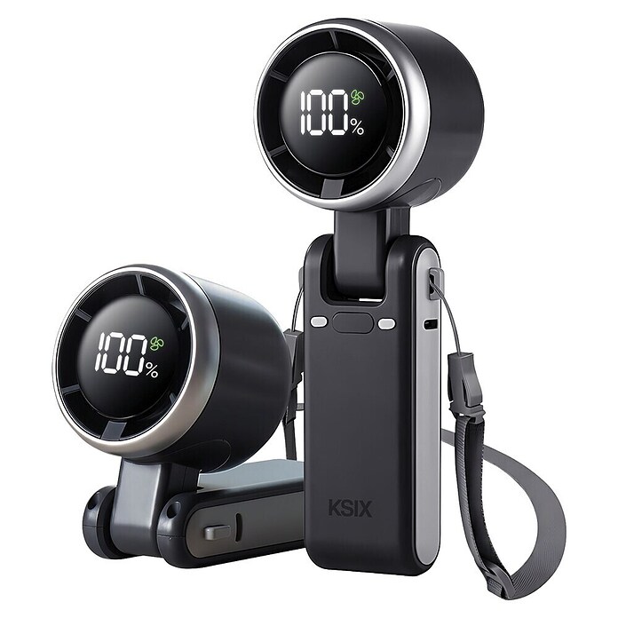 Ventilador de mano Flex 5 Negro KSIX (5,2 x 6 x 17,1 cm, Duración de la batería: 2 h - 10 h) | BAUHAUS