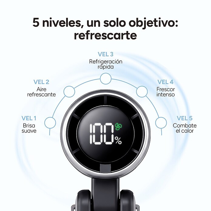 Ventilador de mano Flex 5 Negro KSIX (5,2 x 6 x 17,1 cm, Duración de la batería: 2 h - 10 h) | BAUHAUS
