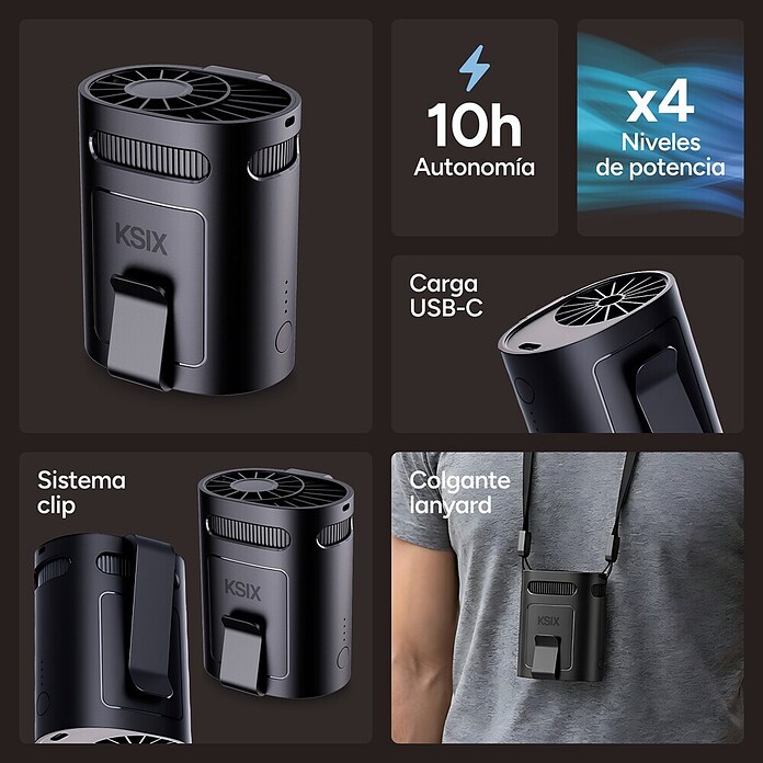 Ventilador colgante Airgo Belt 4 (5,2 W, Duración de la batería: 1,2 h - 8 h) | BAUHAUS