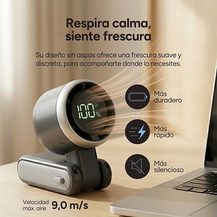 Ventilador de mano Flex 5 Negro KSIX (5,2 x 6 x 17,1 cm, Duración de la batería: 2 h - 10 h) | BAUHAUS