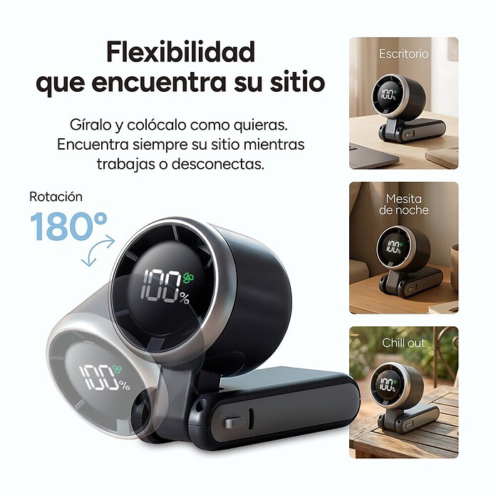 Ventilador de mano Flex 5 Negro KSIX (5,2 x 6 x 17,1 cm, Duración de la batería: 2 h - 10 h) | BAUHAUS